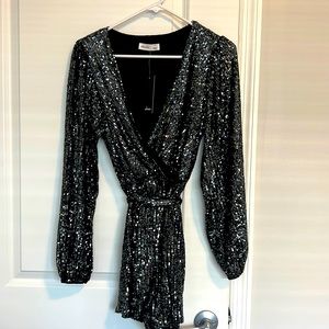 Brand New* Sexy black sequence long sleeve romper